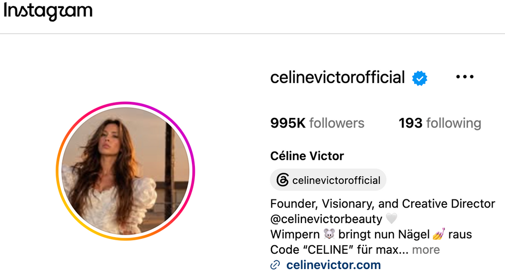 Instagram-Profil von C&eacute;line Victor